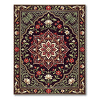 Ornate Crimson Floral Medallion Square Rug
