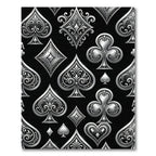 Elegant Metallic Silver Playing Card Seamless Rug