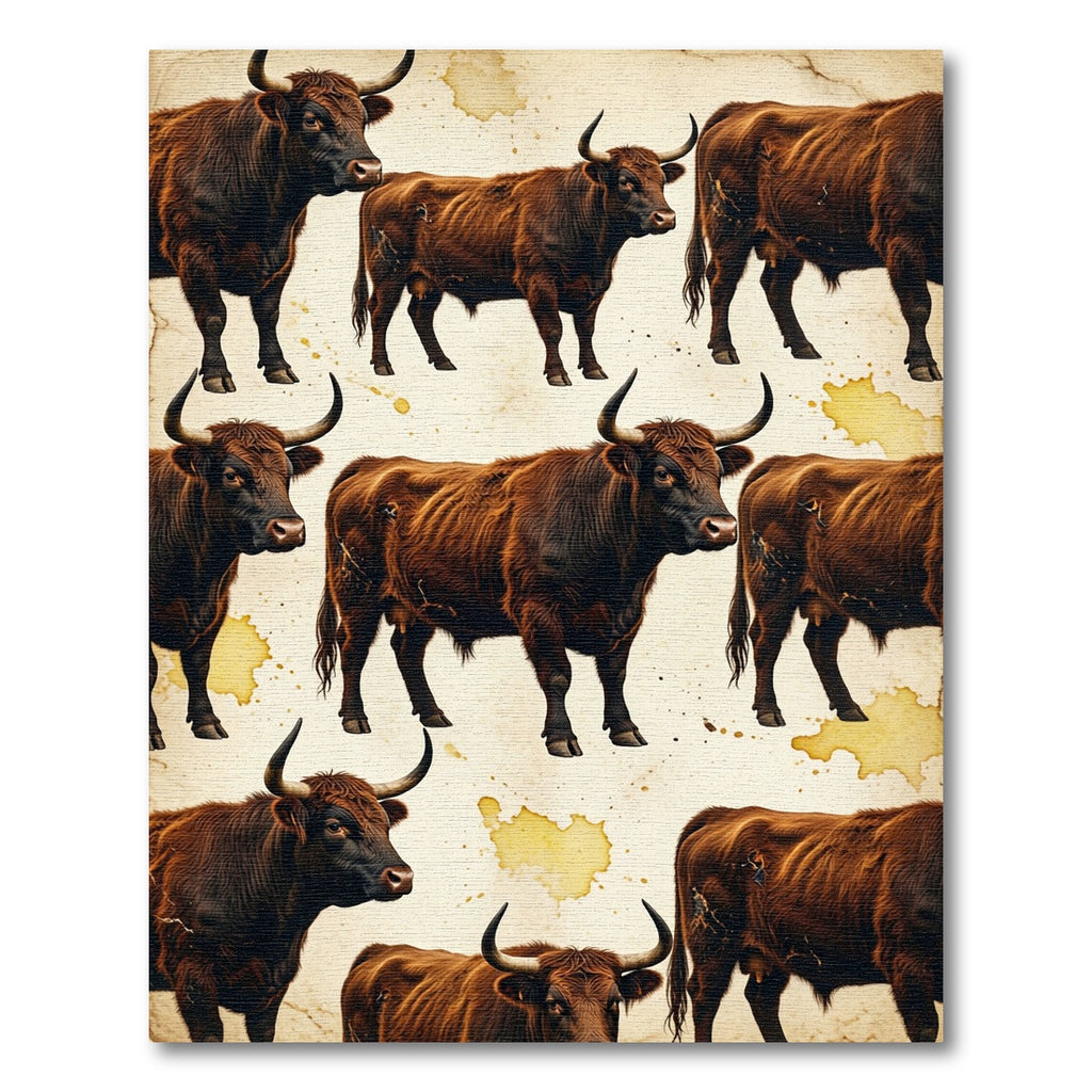 Rustic Brown Highland Bull Heritage Art Rug