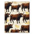 Rustic Brown Highland Bull Heritage Art Rug