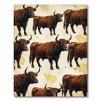 Rustic Brown Highland Bull Heritage Art Rug