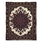 Ornate Crimson Floral Hexagon Medallion Rug