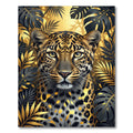 Golden Leopard with Black Tropical Foliage Rug