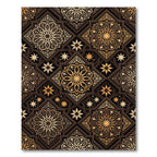 Golden Floral Mandala Geometric Dark Backdrop Rug