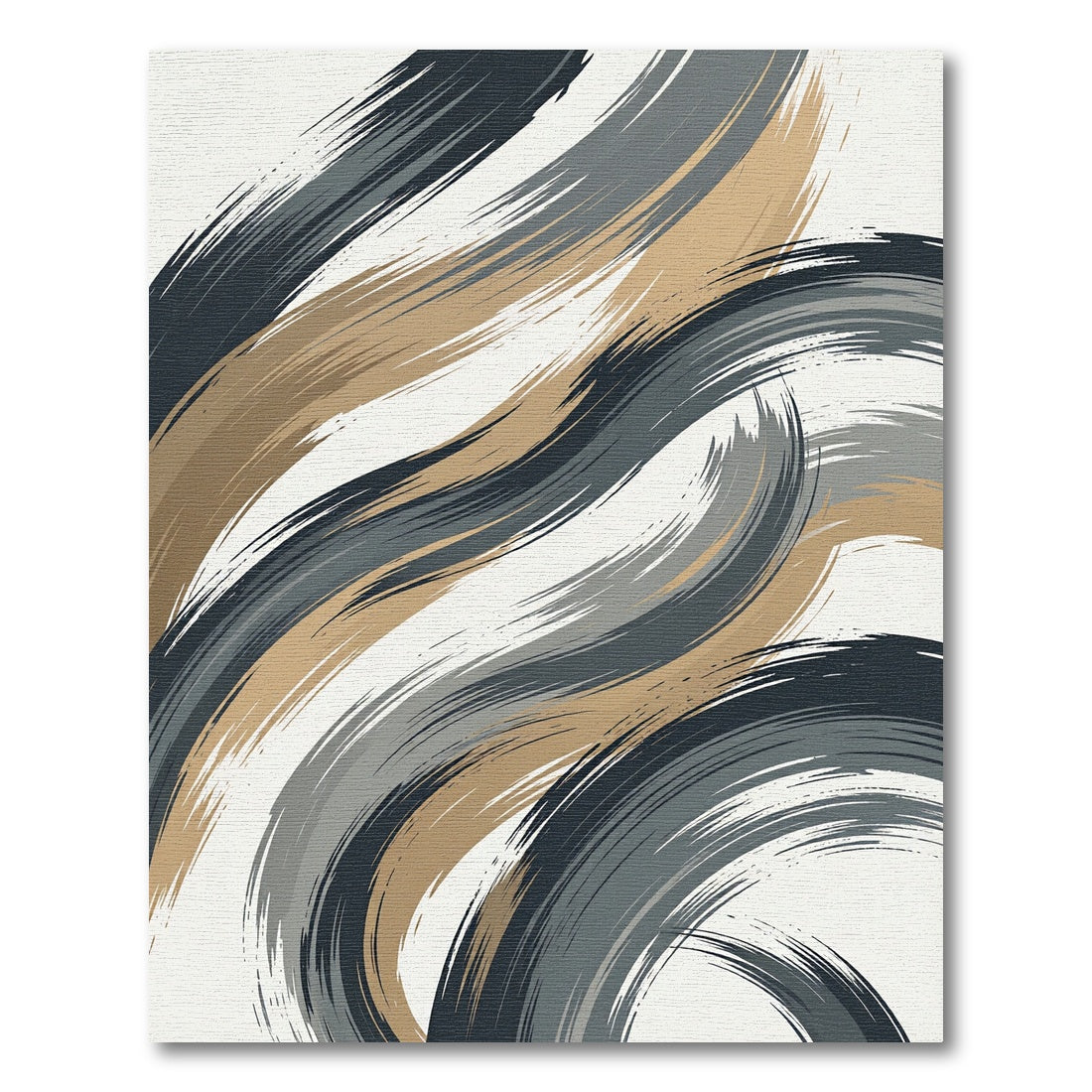 Modern Abstract Charcoal and Bronze Swirl Rug