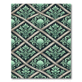 Elegant Jade Damask Lattice Scroll Rug
