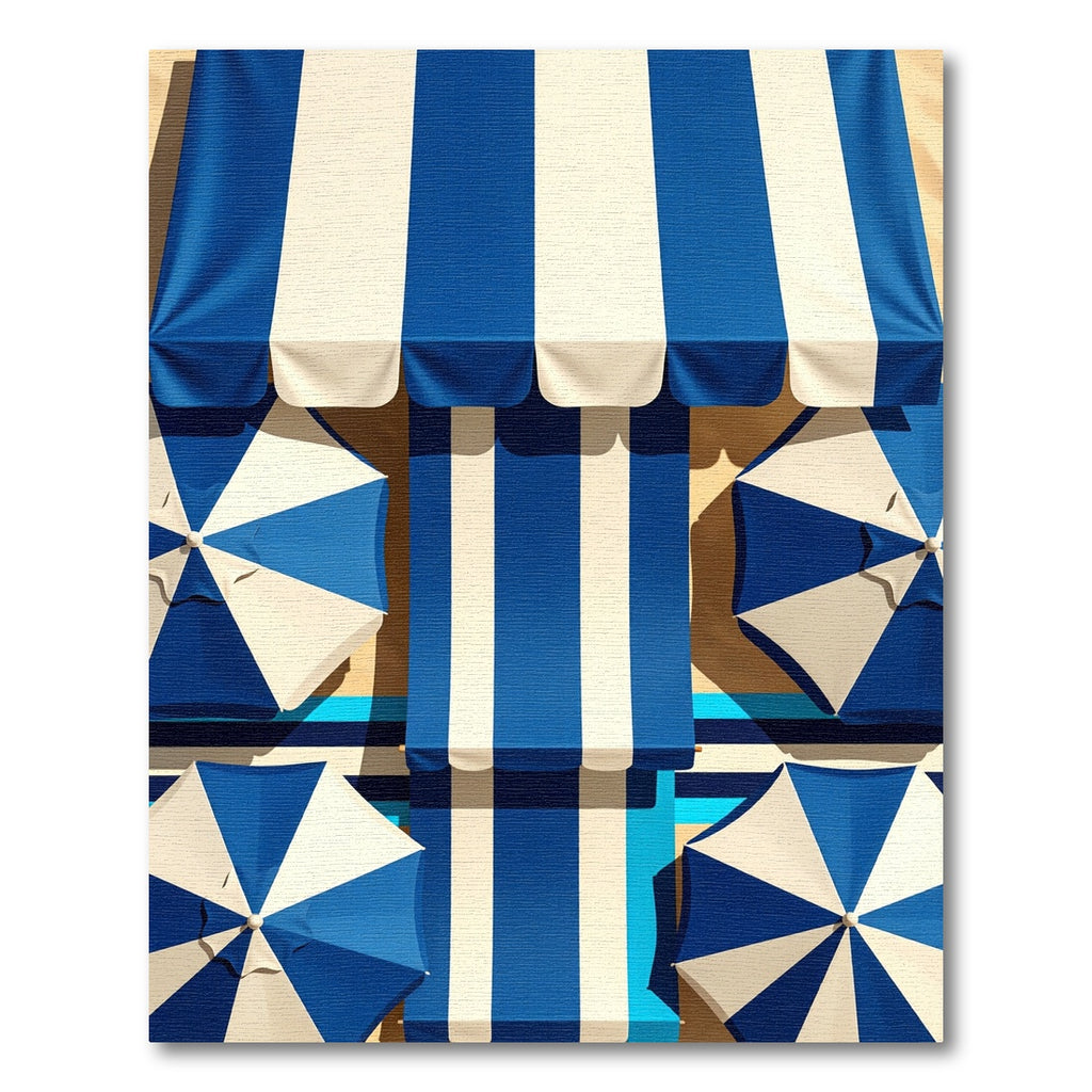 Navy and White Vertical Stripe Rug