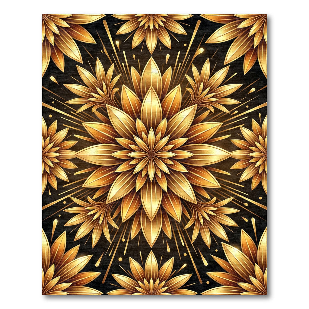 Elegant Radiant Golden Lotus Mandala Rug