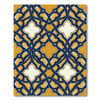 Midnight Blue and Ochre Interlocking Tile Rug