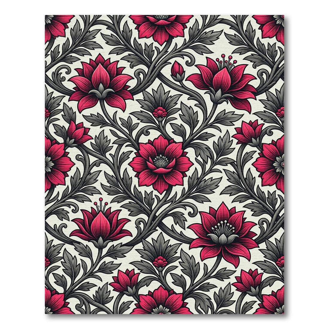 Elegant Crimson Blossom Scroll Weave Rug