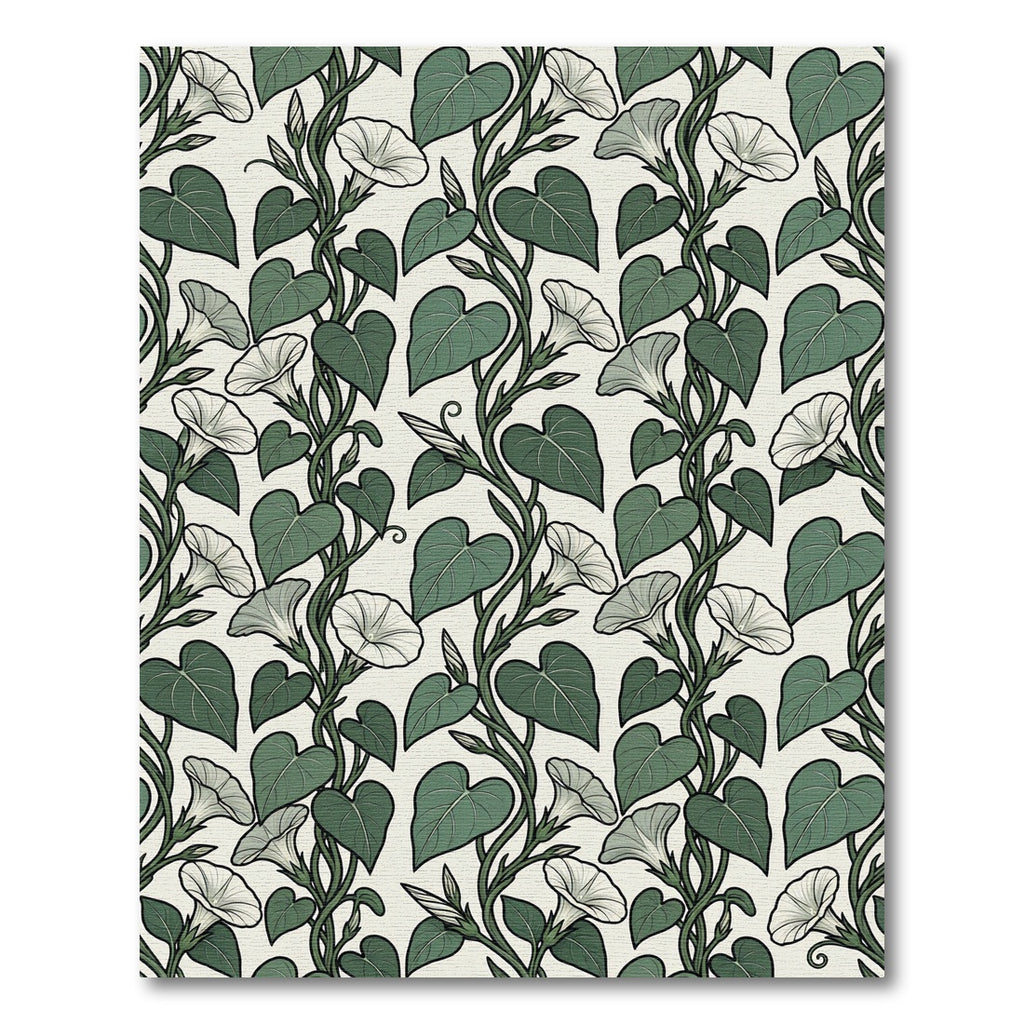 Botanical Sage Green Morning Glory Vine Rug