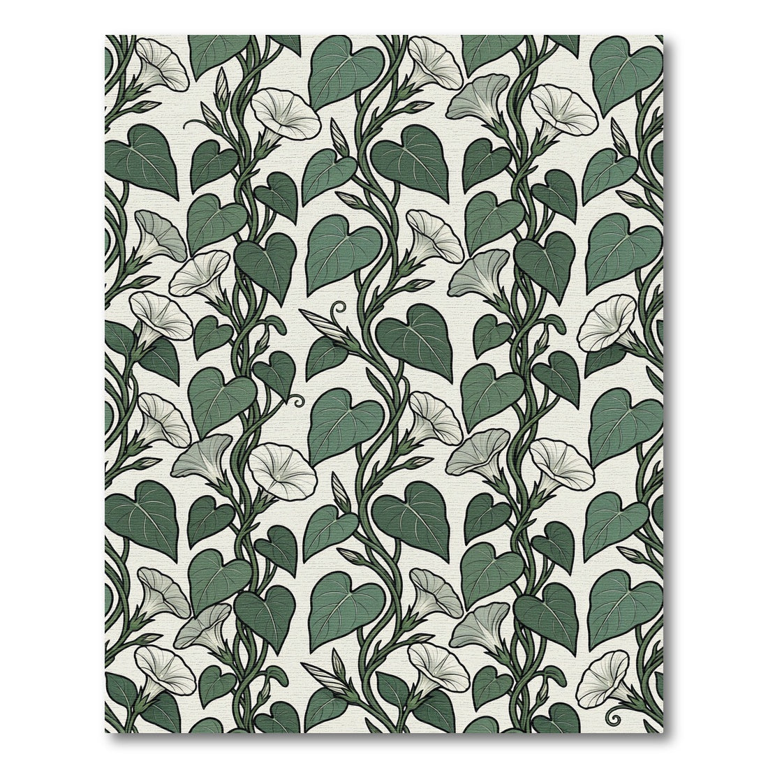 Botanical Sage Green Morning Glory Vine Rug