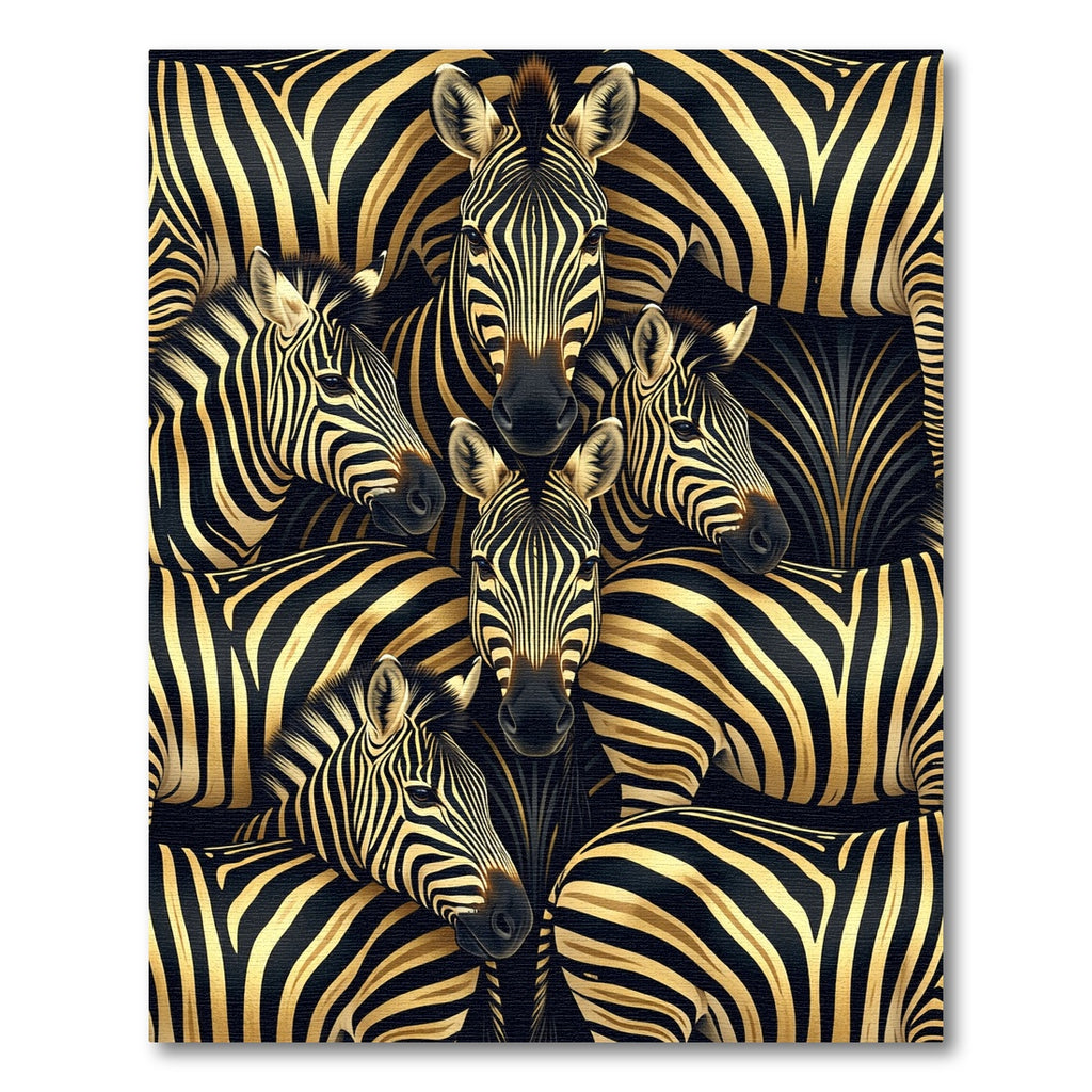 Bold Zebra Herd Black Gold Rug