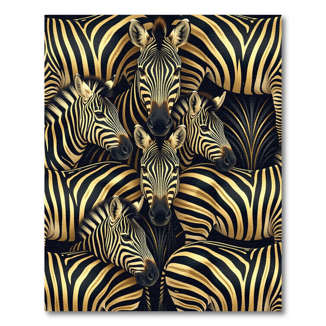 Bold Zebra Herd Black Gold Rug