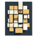 Minimalist Geometric Cream and Ochre Block Rug