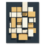Minimalist Geometric Cream and Ochre Block Rug