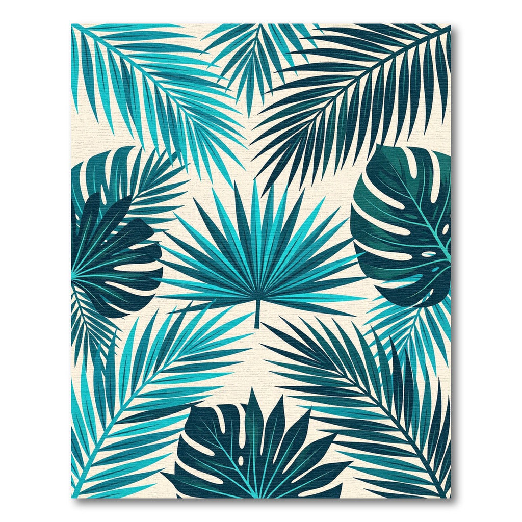 Lush Turquoise Tropical Foliage Rug