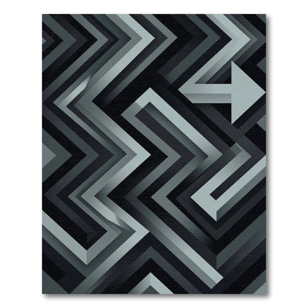 Modern Charcoal Abstract Geometric Chevron Rug