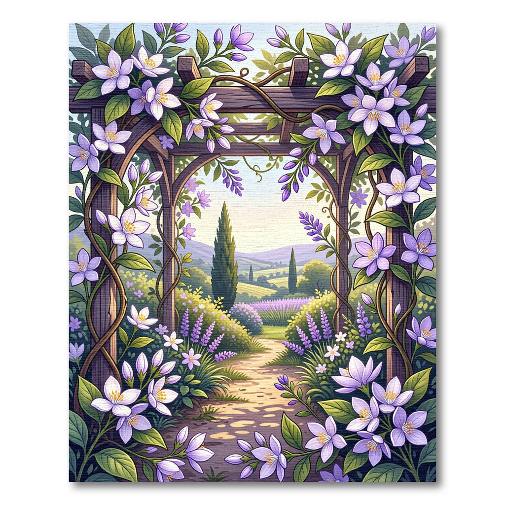 Lavender Trellis Garden Pergola Scene Rug