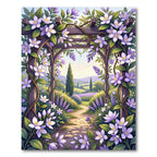 Lavender Trellis Garden Pergola Scene Rug