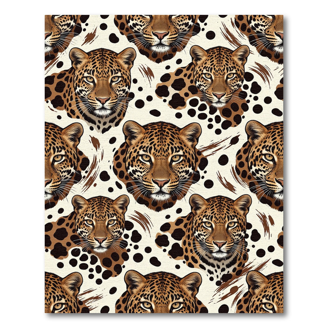 Intense Leopard Face Spotted Animal Pelt Rug