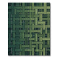 Green Woven Stripes Textured Grid Rug