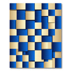 Deep Blue Gold Shifting Squares Rug