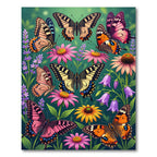 Vibrant Butterfly Garden Floral Collage Rug