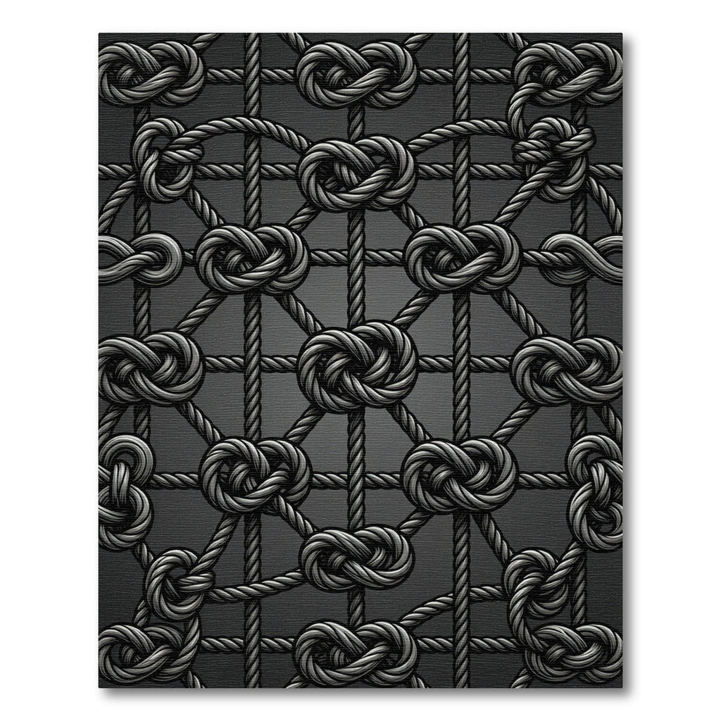 Gray Rope Knot Geometric Rug