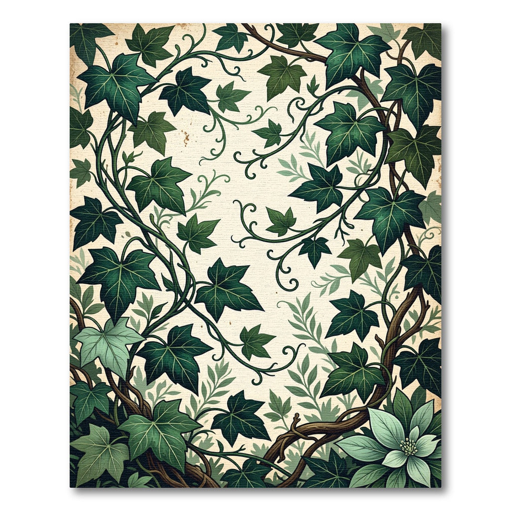 Lush Green Botanical Ivy Vine Garden Rug