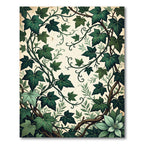 Lush Green Botanical Ivy Vine Garden Rug
