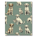 Whimsical Sage Green Dog Cat Illustration Rug