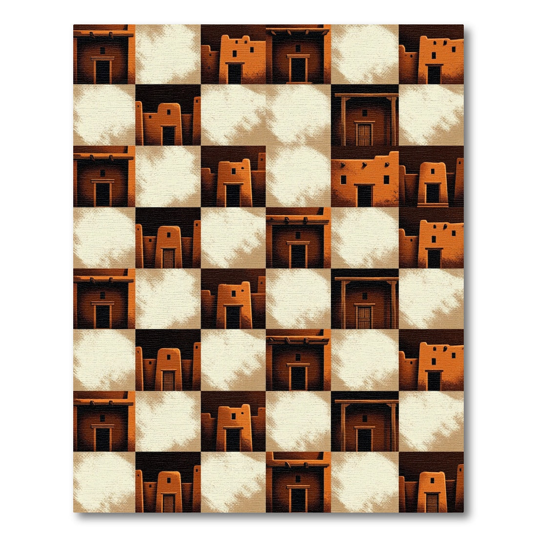 Earthy Adobe Village Composition Rug