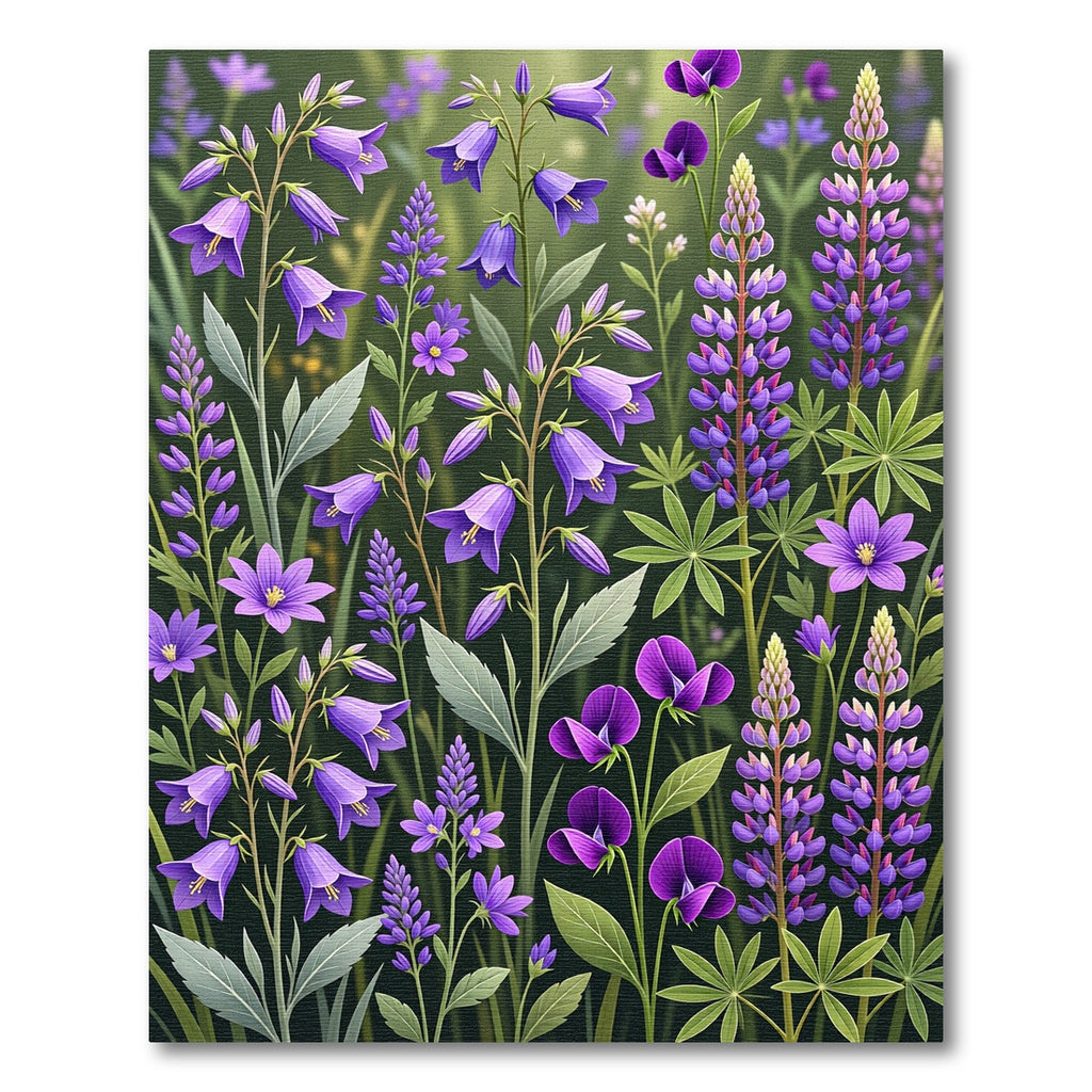 Vibrant Purple Wildflower Garden Meadow Rug
