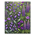 Vibrant Purple Wildflower Garden Meadow Rug