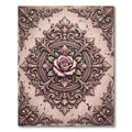 Elegant Dusty Rose Floral Baroque Medallion Rug