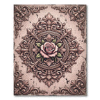 Elegant Dusty Rose Floral Baroque Medallion Rug