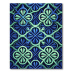 Geometric Azure Clover Botanical Area Rug