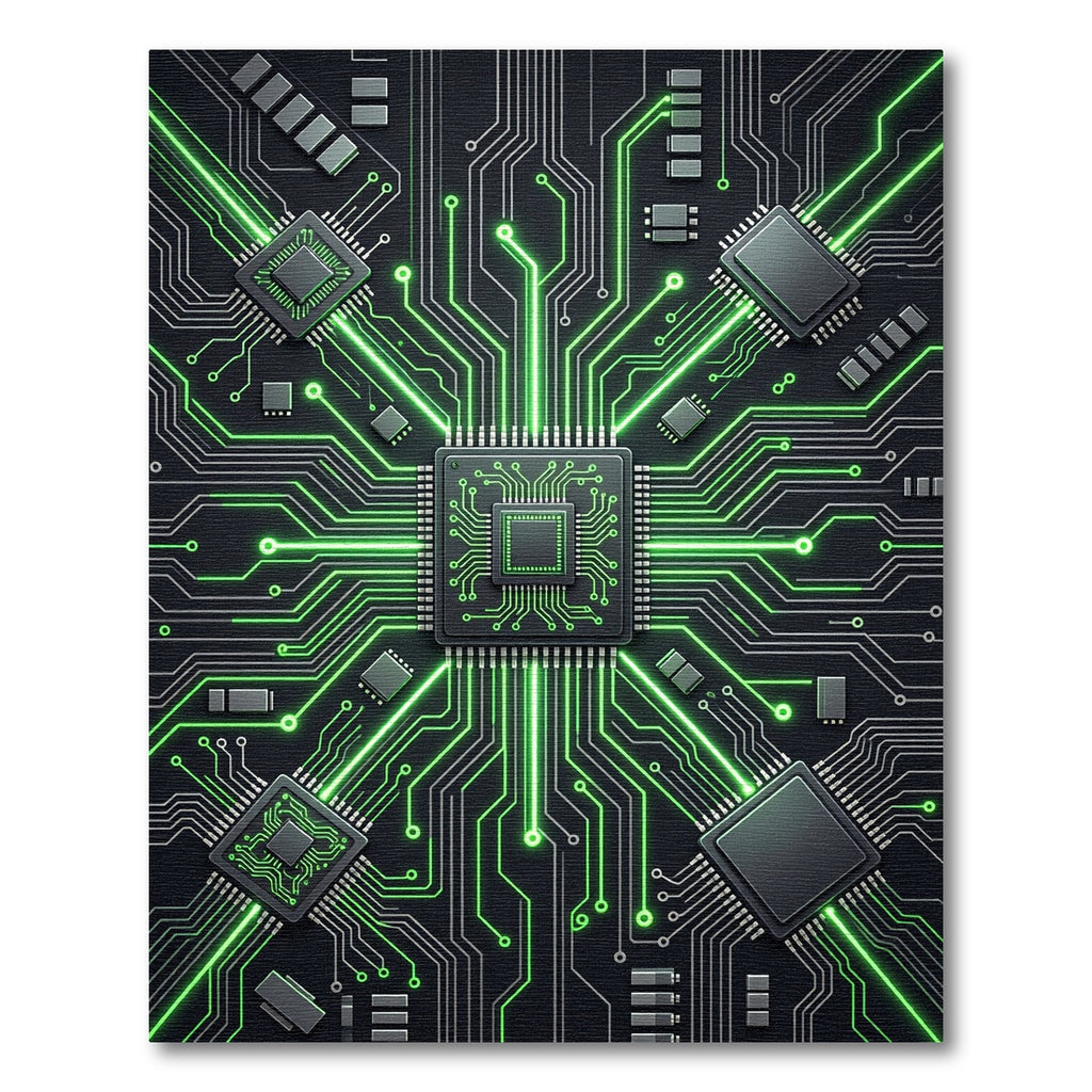 Neon Circuit Board Cyber Tech Glow Rug