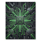 Neon Circuit Board Cyber Tech Glow Rug