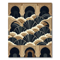 Earthy Arched Shell Geometric Art Deco Rug