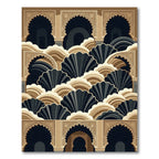 Earthy Arched Shell Geometric Art Deco Rug