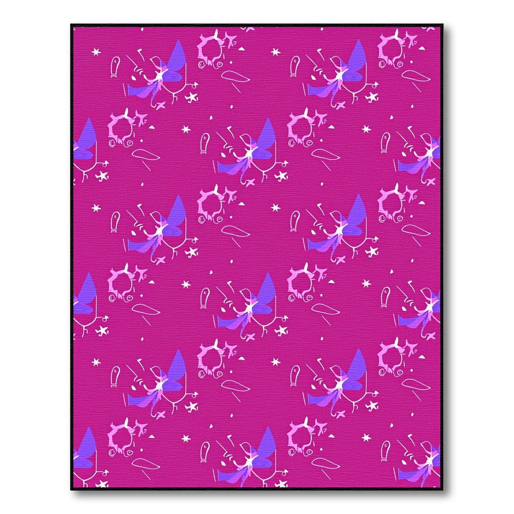 Whimsical Pink Purple Abstract Characters Rug