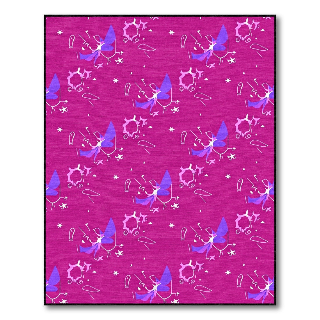 Whimsical Pink Purple Abstract Characters Rug