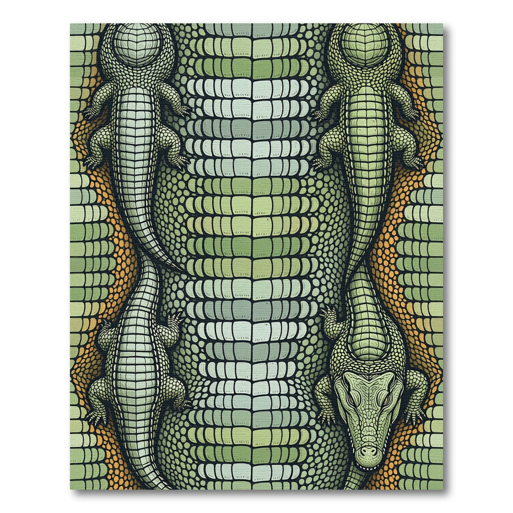 Reptilian Green Crocodile Scale Texture Rug