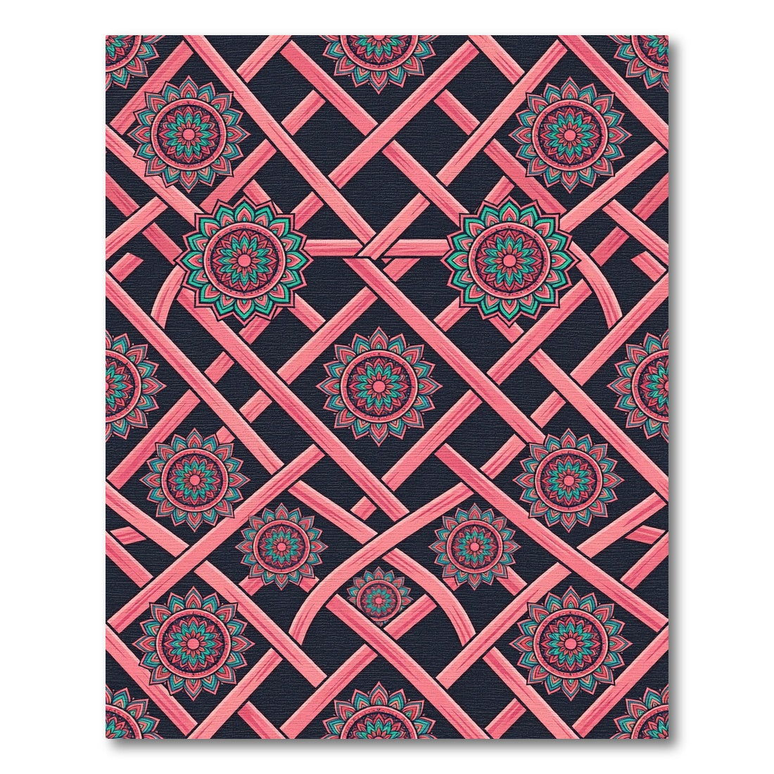 Coral Lattice Mandala Charm Rug