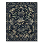 Dark Floral Chrysanthemum Art Nouveau Rug