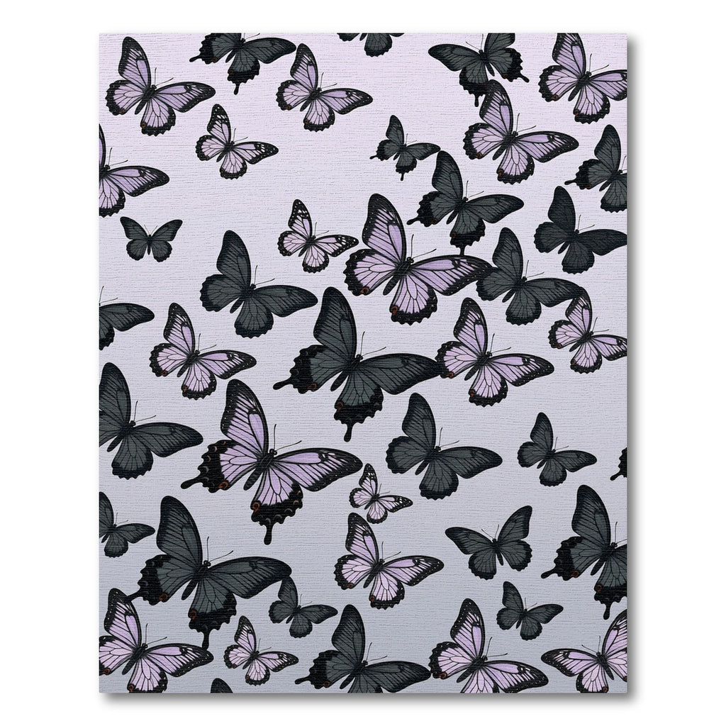 Whimsical Lavender and Charcoal Butterfly Meadow Rug