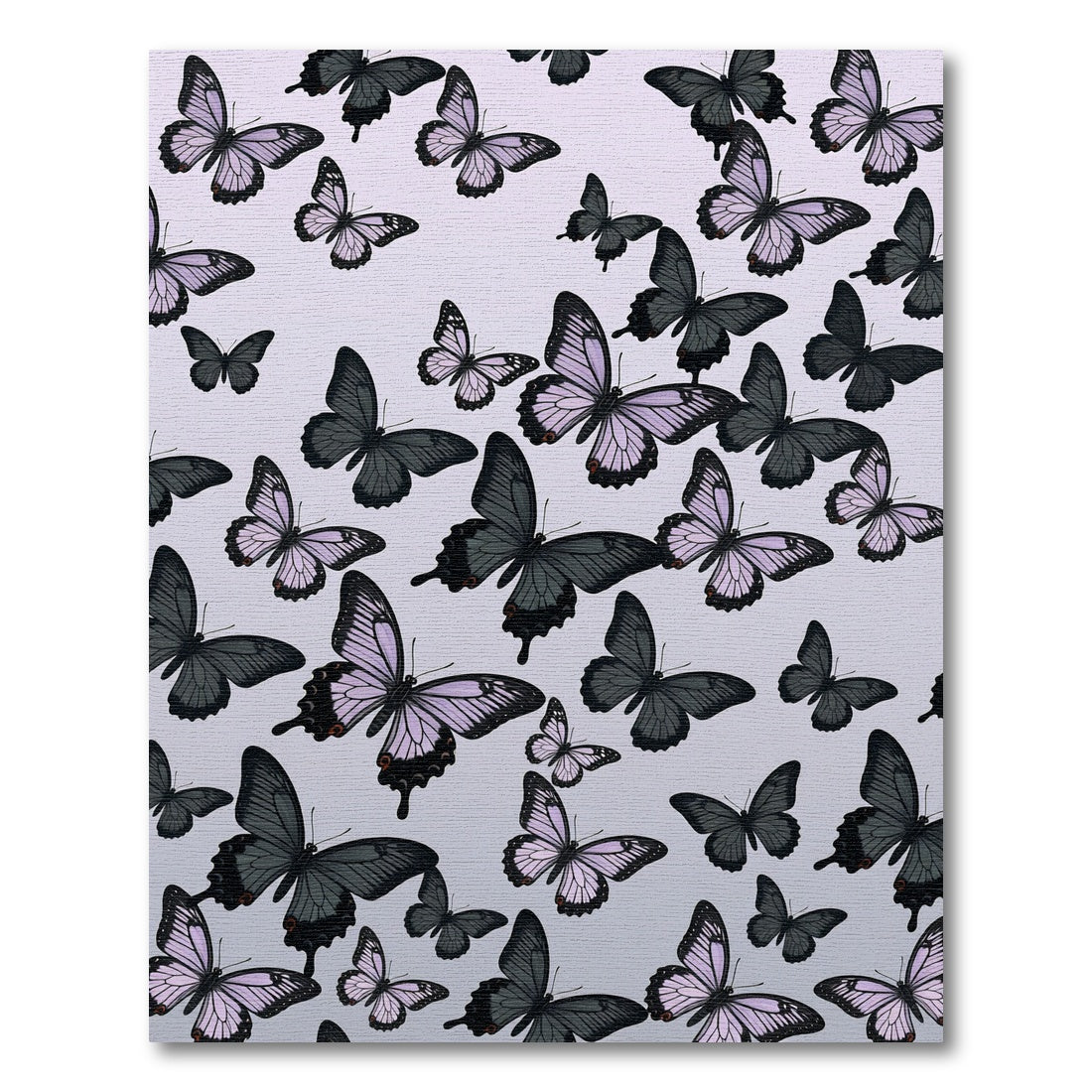 Whimsical Lavender and Charcoal Butterfly Meadow Rug