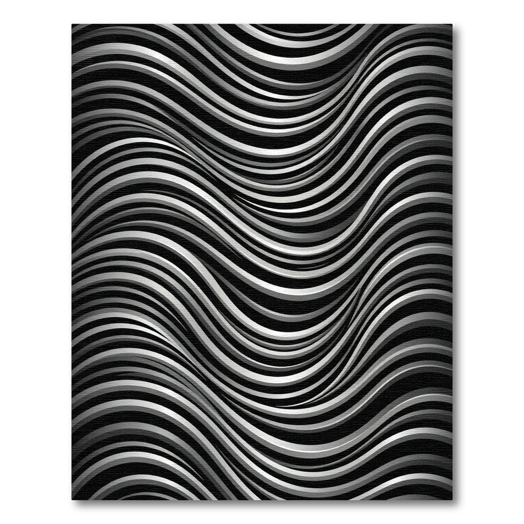Monochrome Wavy Lines Abstract Rug